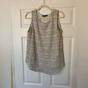 Avec Tan and Gray Ribbed‎ Sleeveless Tank Top, Large Minimalist Feminine